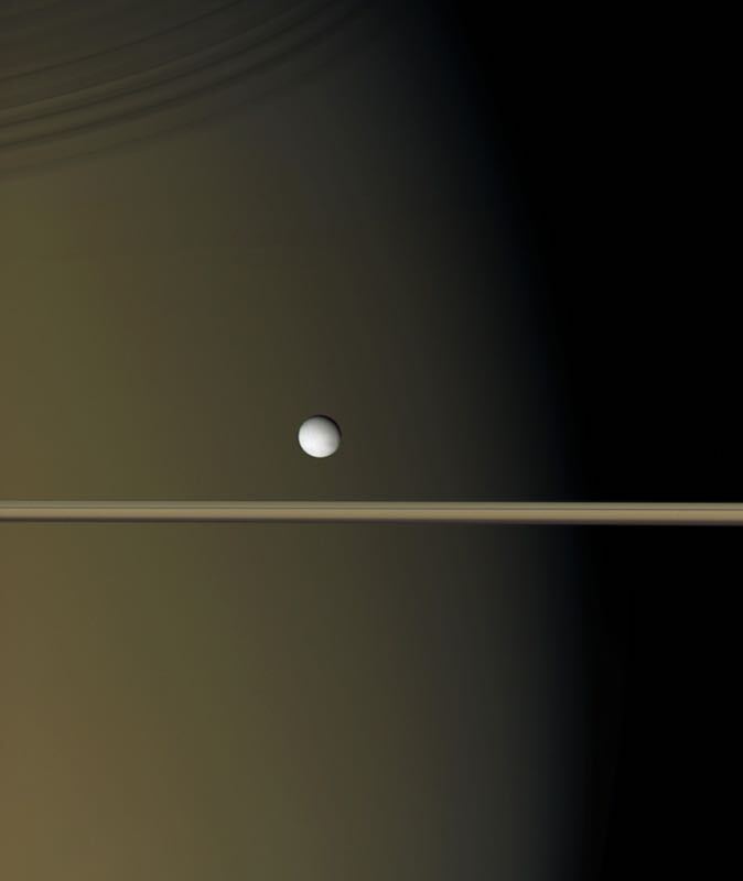 Enceladus Above Saturn's Rings