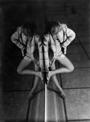 Mirrored portrait of a model for Vogue