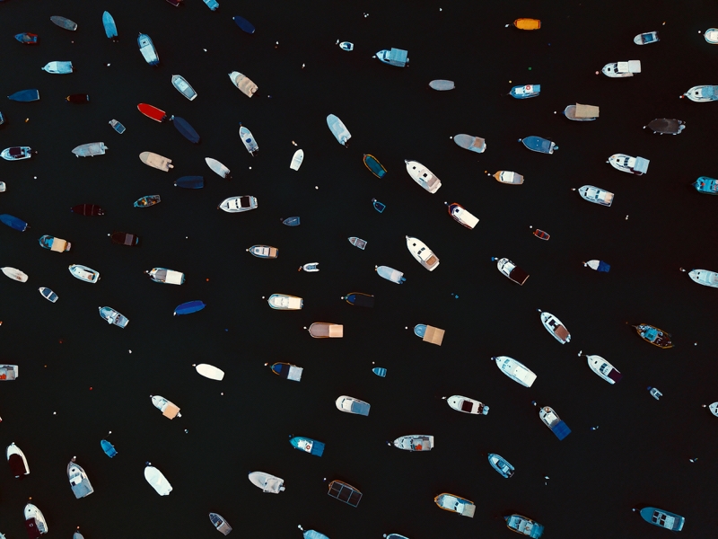 Aerial Anchored Boats