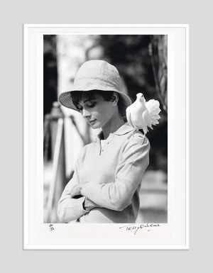 Hepburn With Dove Signed Framed Print
