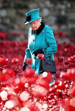 The Queen With Poppies At Tower Of London