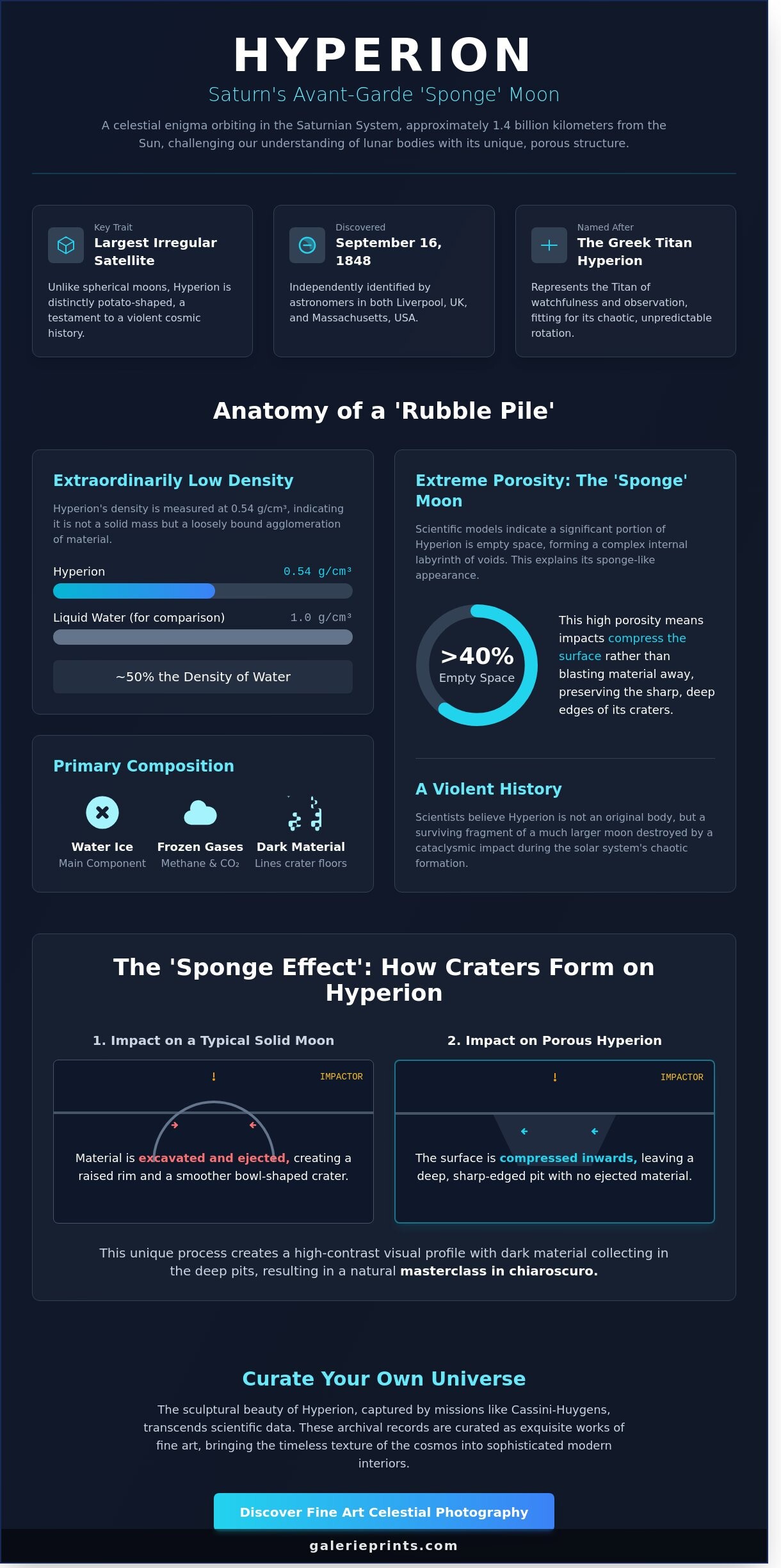 Hyperion Moon: The Surreal Art of Saturn’s Most Mysterious Satellite - Infographic