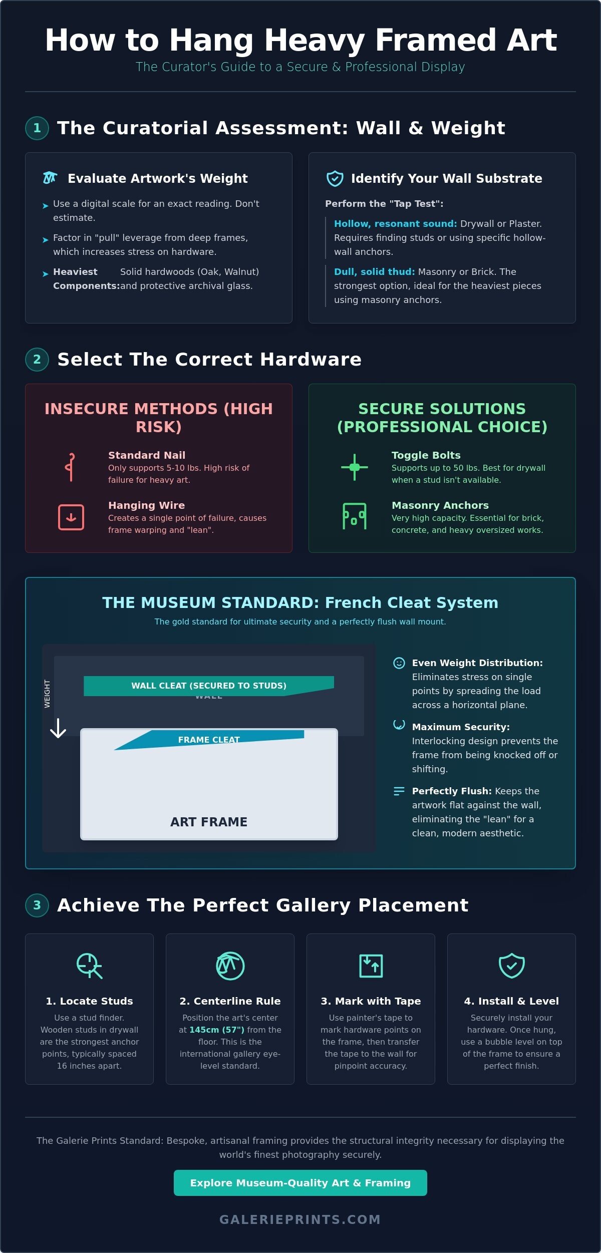 How to Hang Heavy Framed Art: The Curator’s Guide to Secure Display - Infographic